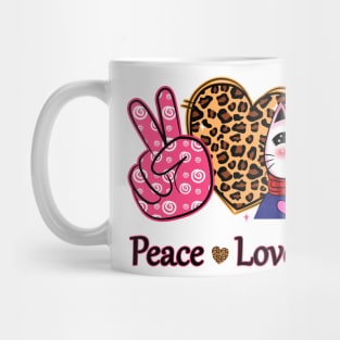 Peace Love Cat Santa Mug